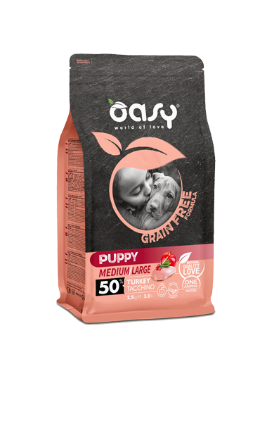 Oasy Grain Free Dog - ONE Protein Puppy Medium/Large TURKEY 2.5kg