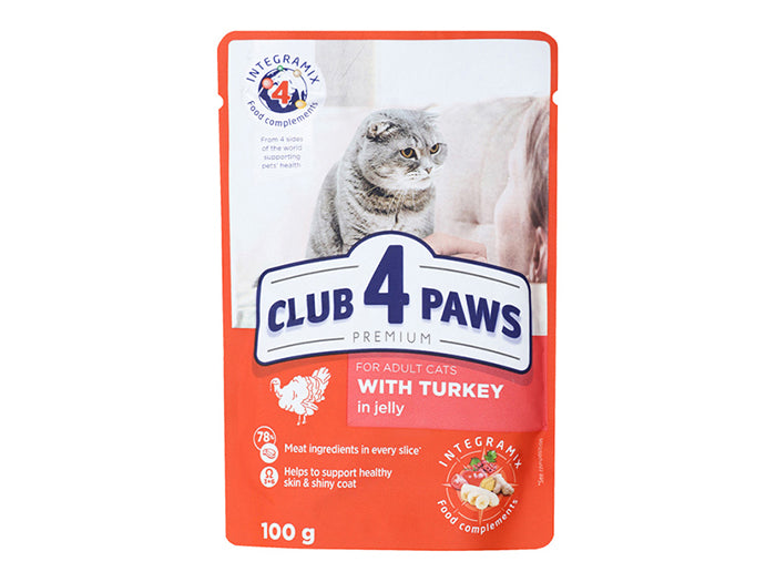 CLUB 4 PAWS Premium Pouches with Turkey in jelly