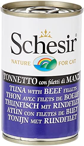 Schesir cat tin, 140g - Tuna with beef fillets