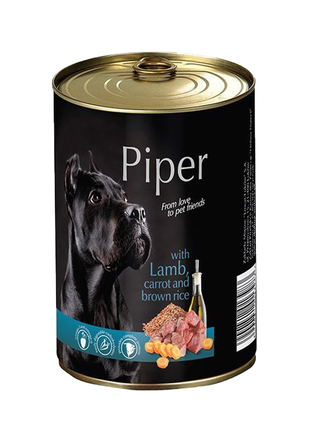 Piper dog wet food, tin - Lamb, Carrot and Brown Rice