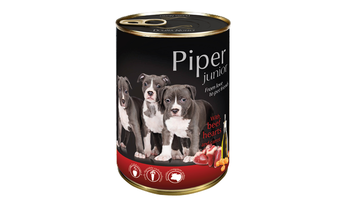 Piper Junior dog  tin 400g - Beef Hearts and Carrots