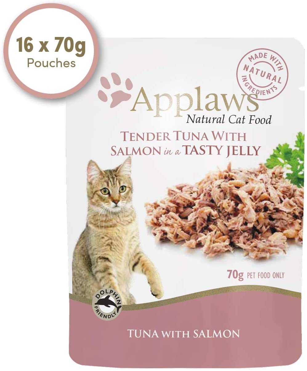 Applaws Pouches Tender Tuna with Salmon in tasty Jelly (1 box, 16 pcs)