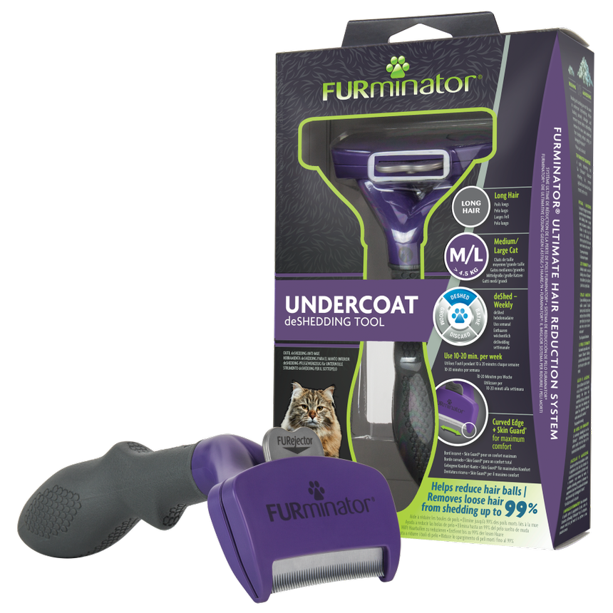 Furminator Medium/Large cat Undercoat deshedding tool, Long Hair