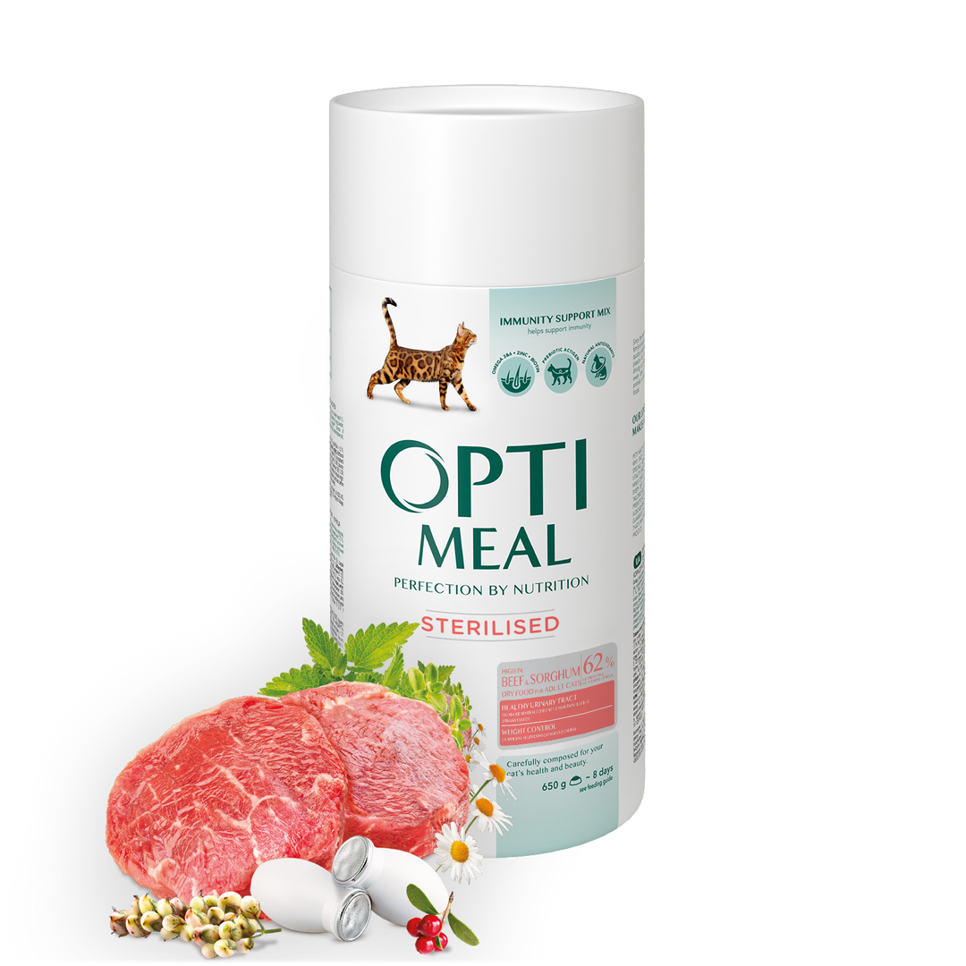 OPTIMEAL™.  dry pet food for Sterilized Cats - Beef & Sorghum