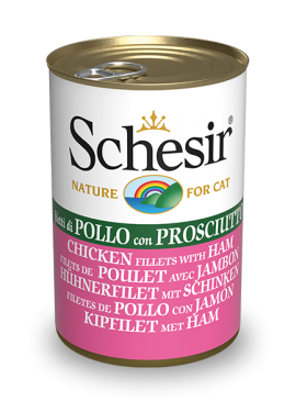 Schesir cat tin, 140g - Chicken fillets with Ham