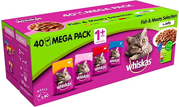 Whiskas Mega Pack Fish & Meat selection in Jelly (40 Pcs)