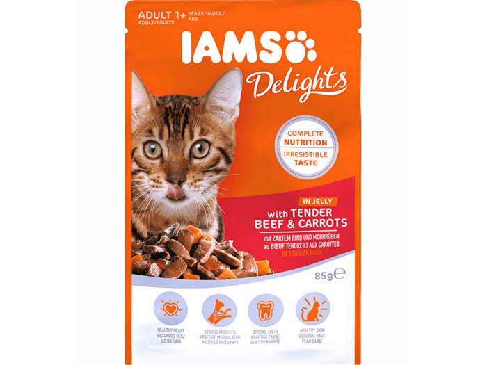 IAMS DELIGHTS Pouches  WITH SUCCULENT Beef & Carrots