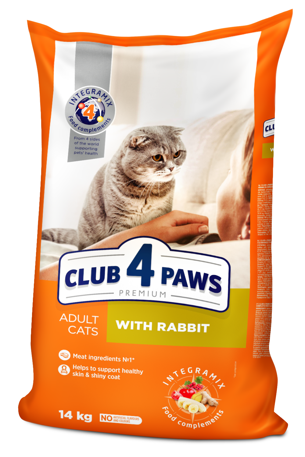 CLUB 4 PAWS Premium with Rabbit. Complete Dry Food for Adult Cats
