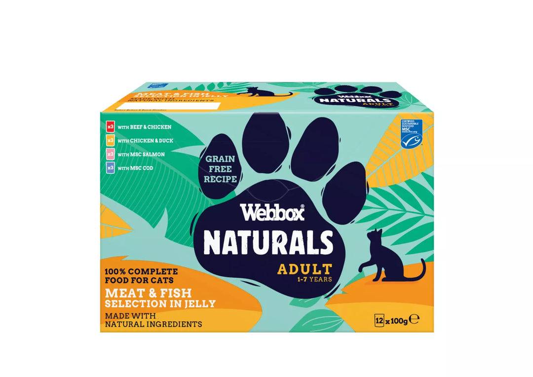 Webbox Natural Meat and Fish in Jelly Selection, 12 Pack