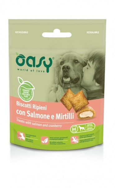 Oasy dog treats stuffed biscuits with salmon and cranberry 80gr