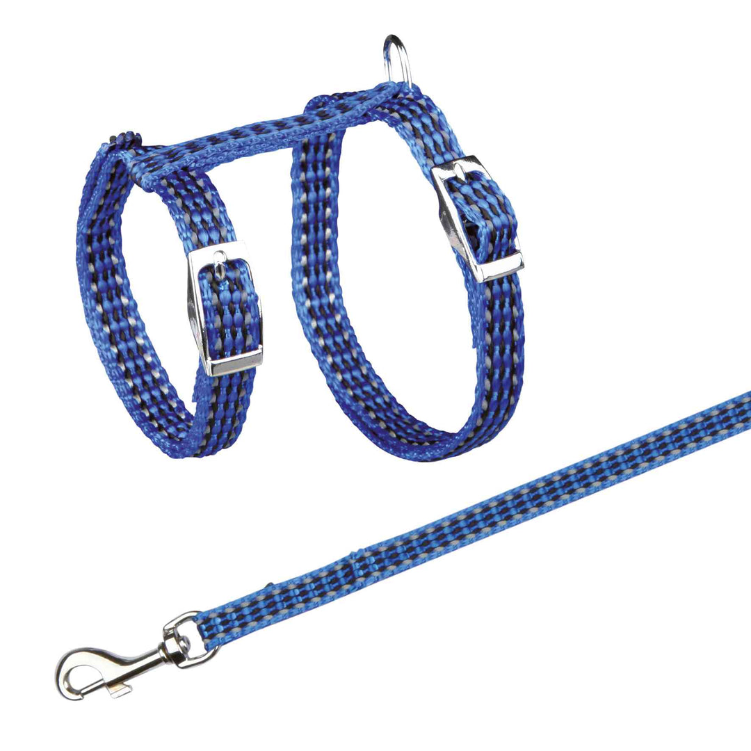 Cat harness with leash, reflective, nylon, 22-42 cm/10 mm, 1.20 m