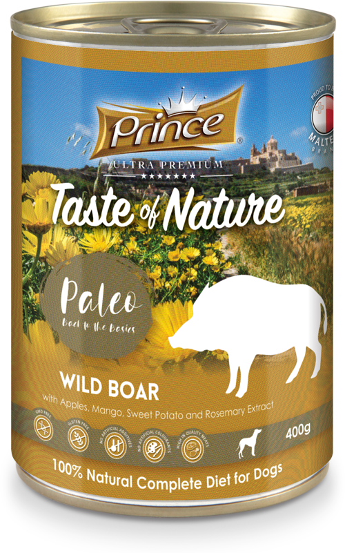 Prince Taste of Nature  tin, Wild boar with Apples, Mango, Sweet Potato and Rosemary Extract - 400g