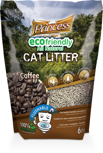 Princess Eco Biodegradable Flushable cat litter, Coffee 6L