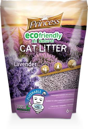 Princess Eco Biodegradable Flushable cat litter, Lavander 6L