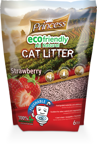 Princess Eco Biodegradable Flushable cat litter, Strawberry 6L