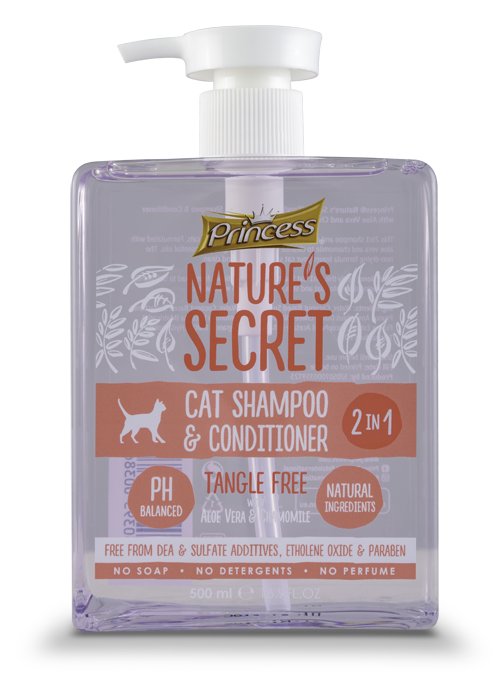 Princess Nature's Secret Cat Shampoo & Conditioner Tangle free with Aloe Vera & Chamomile, 500ml