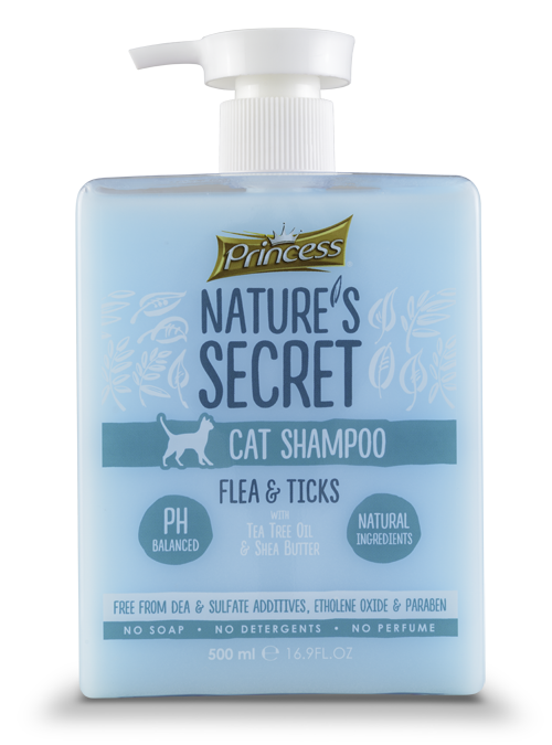 Princess Nature's Secret Cat Shampoo Flea & Ticks with Tea Tree Oil & Shea Butter, 500ml