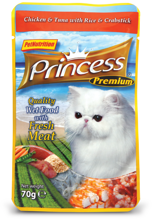 Princess Premium Pouches, Chicken/Tuna/Crab, 70g