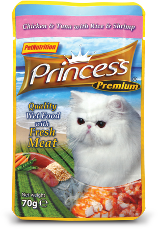 Princess Premium Pouches, Chicken/Tuna/Shrimps, 70g