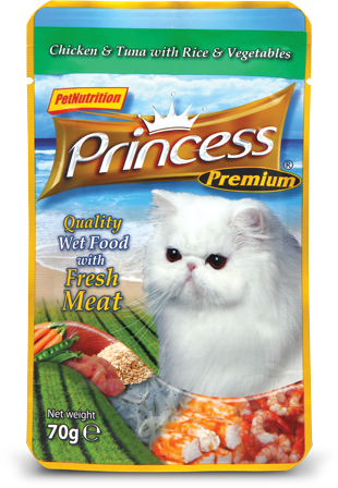 Princess Premium Pouches, Chicken/Tuna/Vegetables, 70g