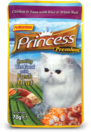 Princess Premium Pouches, Chicken/Tuna/White Bait, 70g