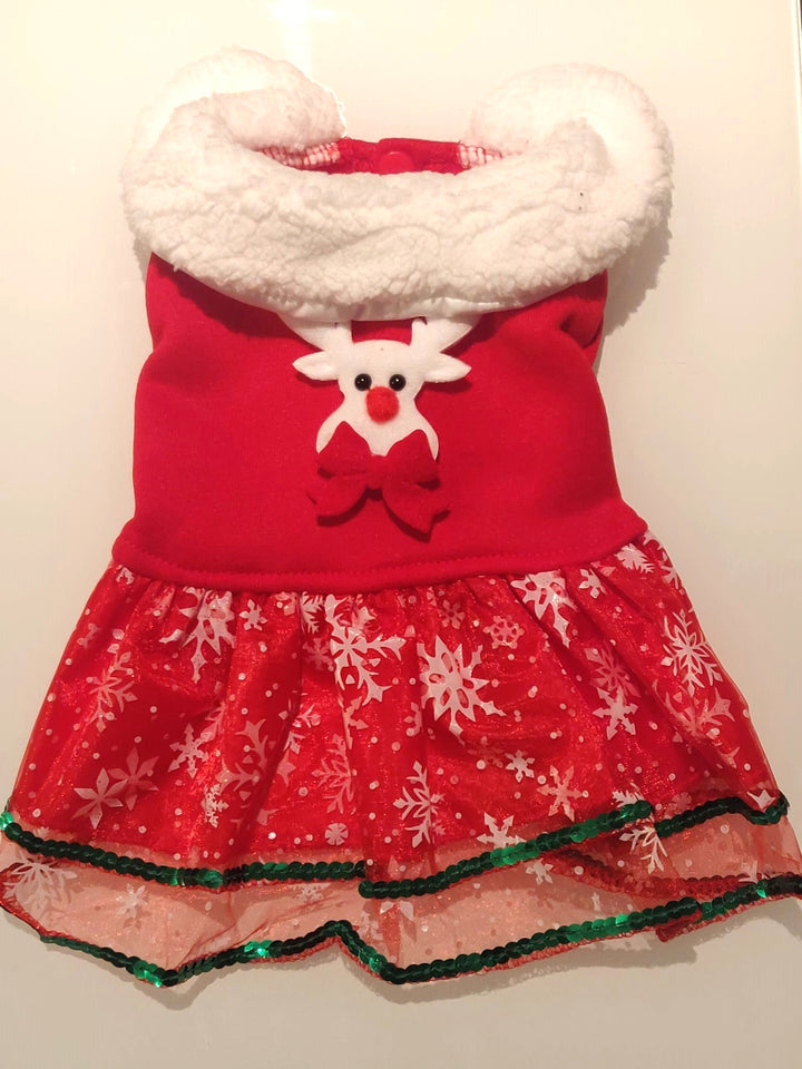 Red Christmas Dress With Reindeer