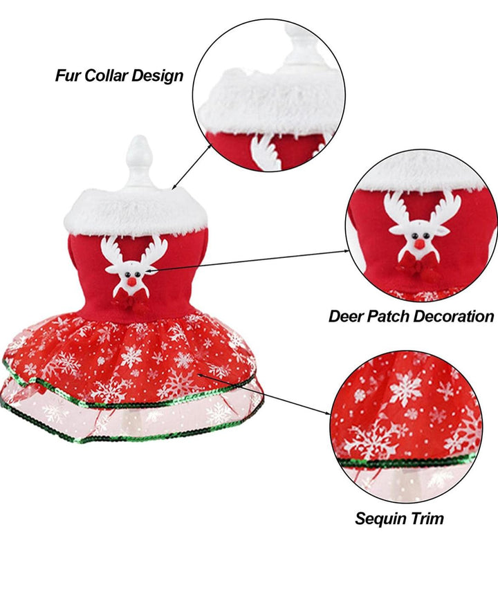 Red Christmas Dress With Reindeer