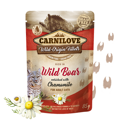 Carnilove cat pouches Rich in Wild Boar enriched with Chamomile