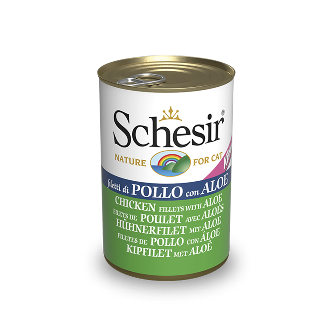 Schesir cat tin, 140g - Chicken/aloe for Kittens