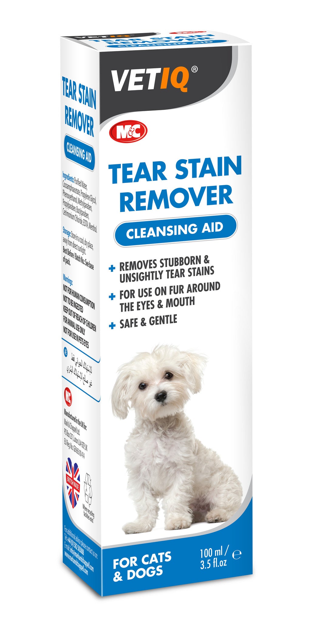 Vet IQ Tear stain remover, 100ml