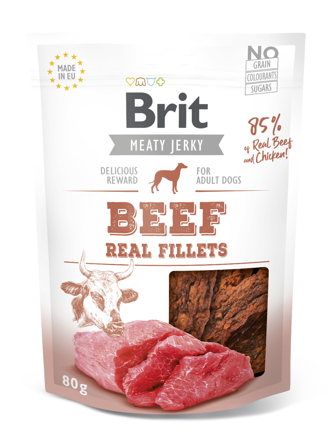 Brit Jerky Beef Fillets, 80g