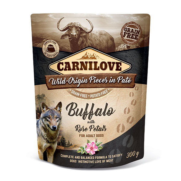 Carnilove Buffalo with Rose Petals Dog Pouches, 300g