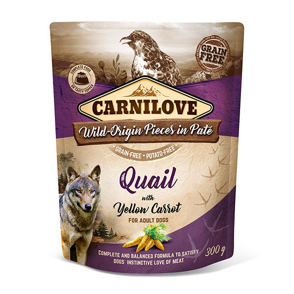 Carnilove Quail with Yellow Carrot Dog Pouches, 300g