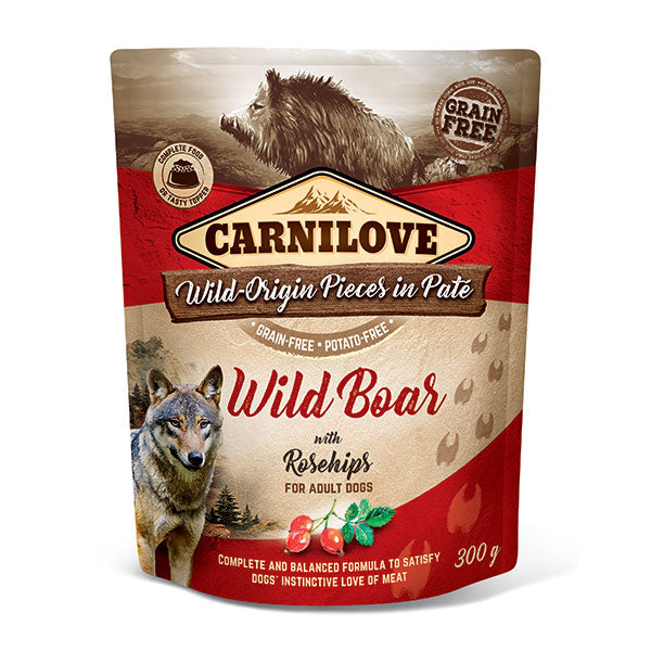 Carnilove Wild Boar with Rosehips Dog Pouches, 300g