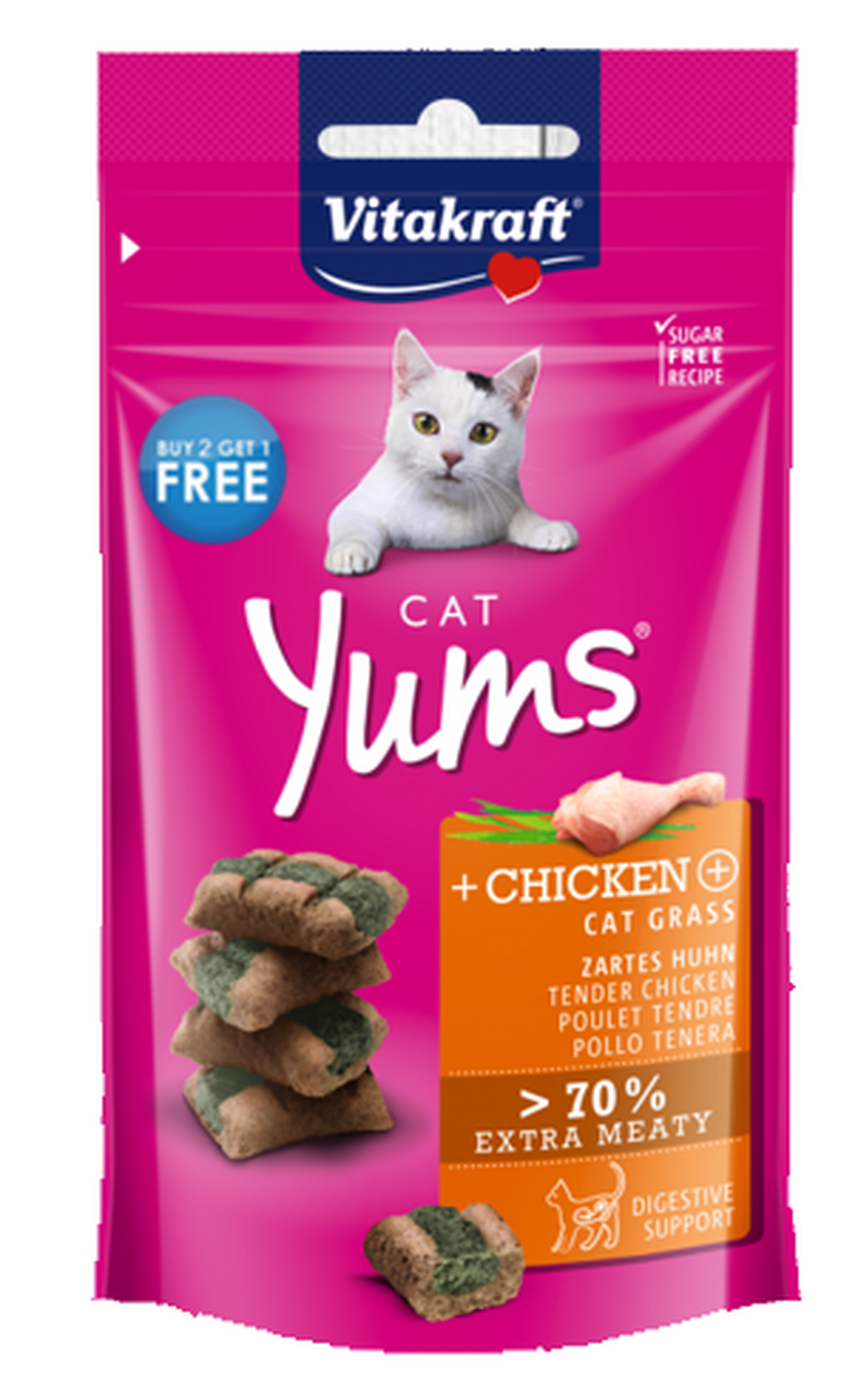 Vitakraft cat Yums, Chicken and Cat grass