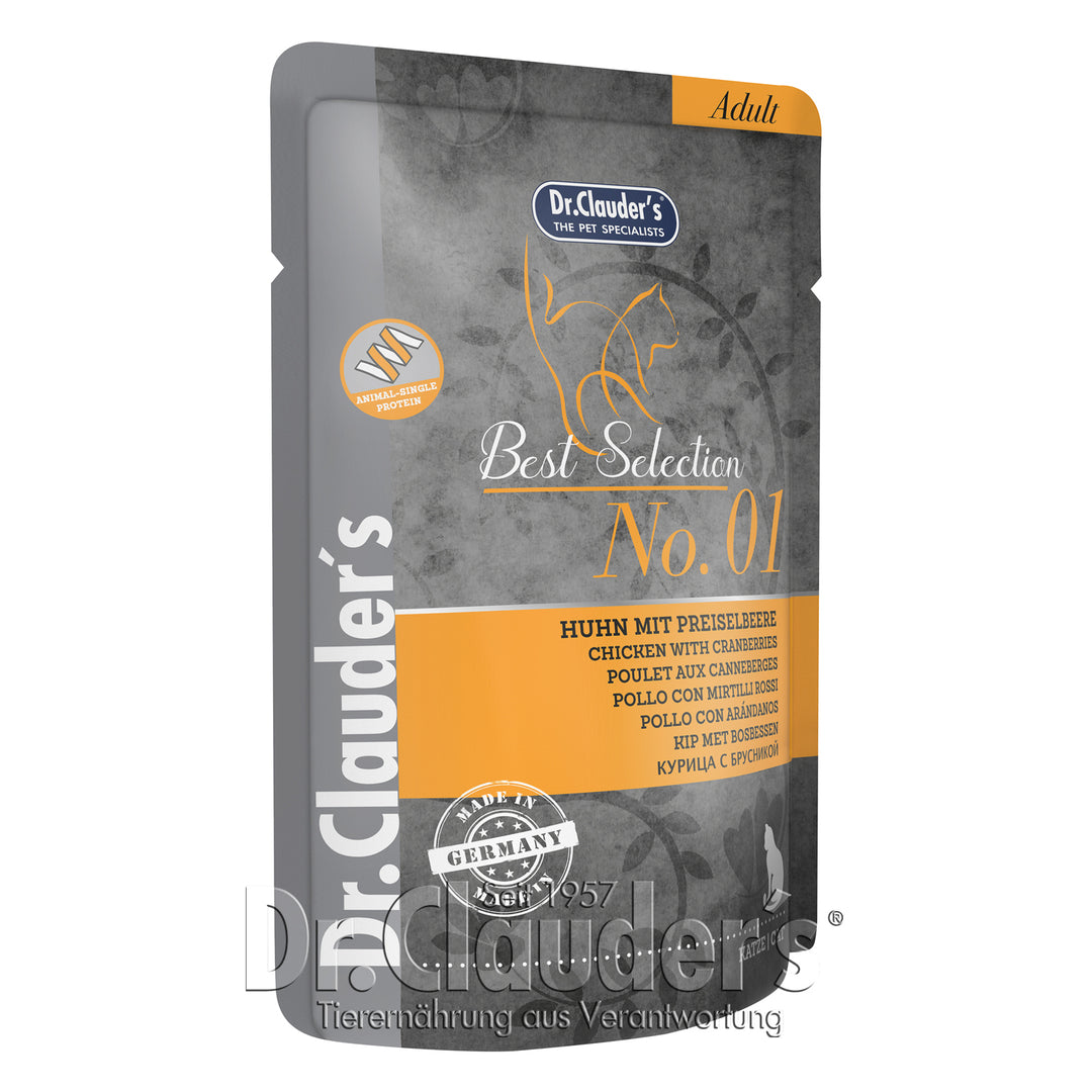 Dr Clauder's cat Pouches Best Selection 01 - Chicken with Cranberries, 85g
