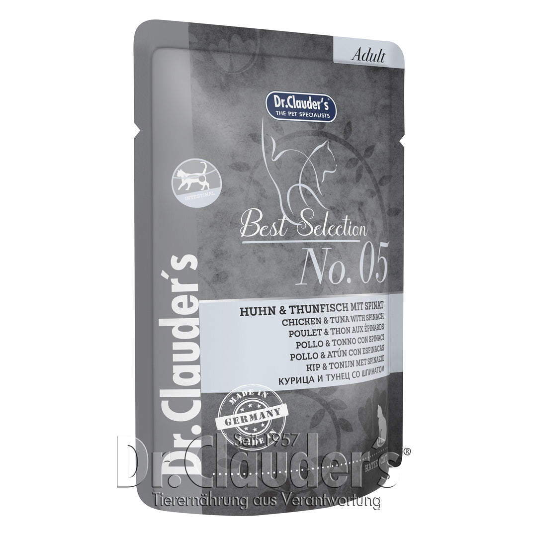 Dr Clauder's cat Pouches Best Selection 05 - Chicken & Tuna with Spinach, 85g