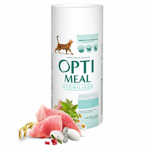 OPTIMEAL™. Complete dry pet food for adult cats- Sterilized Turkey and Oats