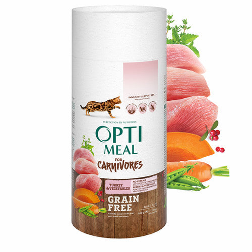 OPTIMEAL™. Grain Free dry pet food for adult cats - Turkey & Veggies
