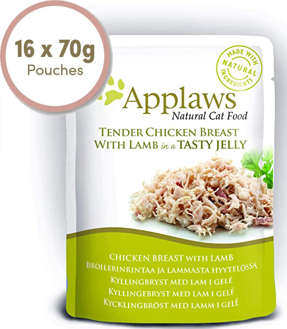 Applaws Pouches Tender Chicken Breast with Lamb in tasty Jelly (1 box, 16 pcs)