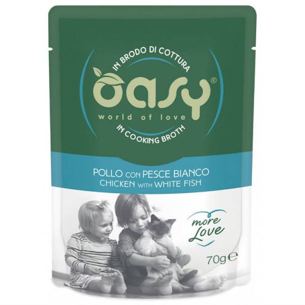 Oasy more love pouches cat pouches chicken and white fish
