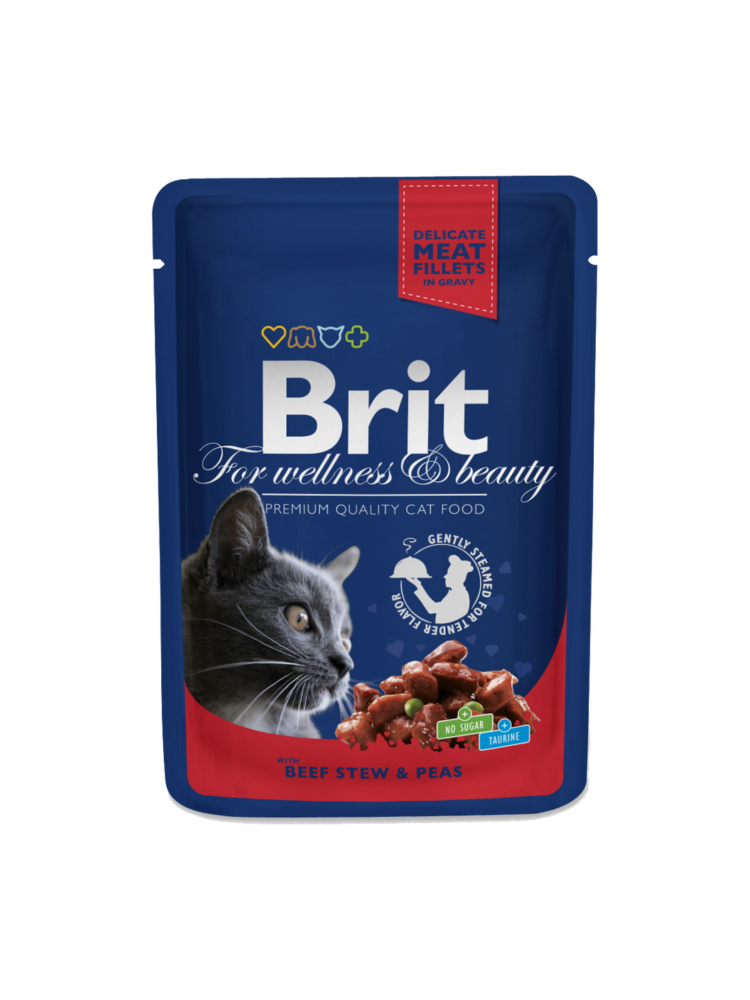 Brit Premium Cat Pouches with Beef Stew & Peas, 100g