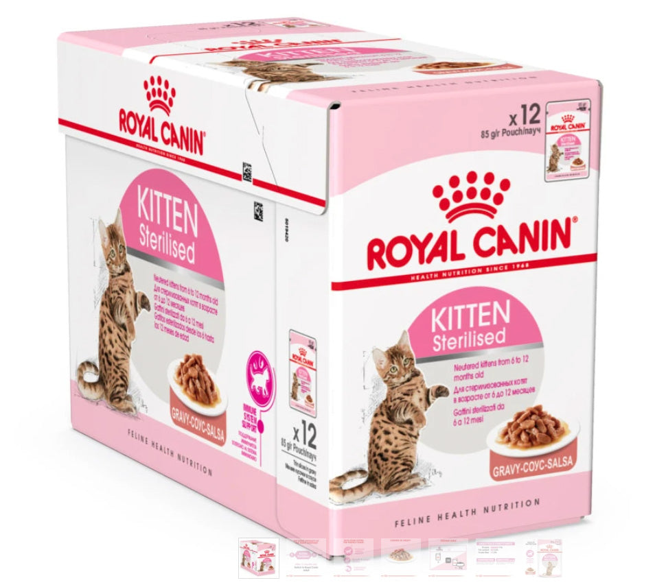 Royal Canin Kitten Sterilised  in Gravy, Pouches, 12 pack
