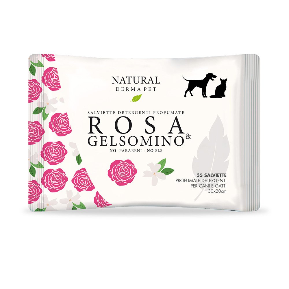 Natural Derma Pet wipes, Rose & Jasmine