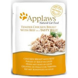 Applaws Pouches Tender Chicken Breast with Beef in tasty Jelly - Single