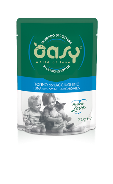 Oasy more love cat pouches tuna with anchovies