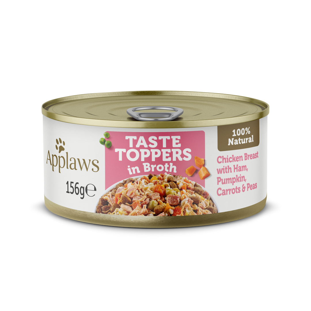 Applaws Tasty Toppers dog tin Chicken Breast with Ham, 156g