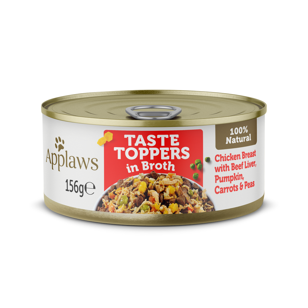Applaws Tasty Toppers dog tin Chicken Breast with Beef Liver, 156g