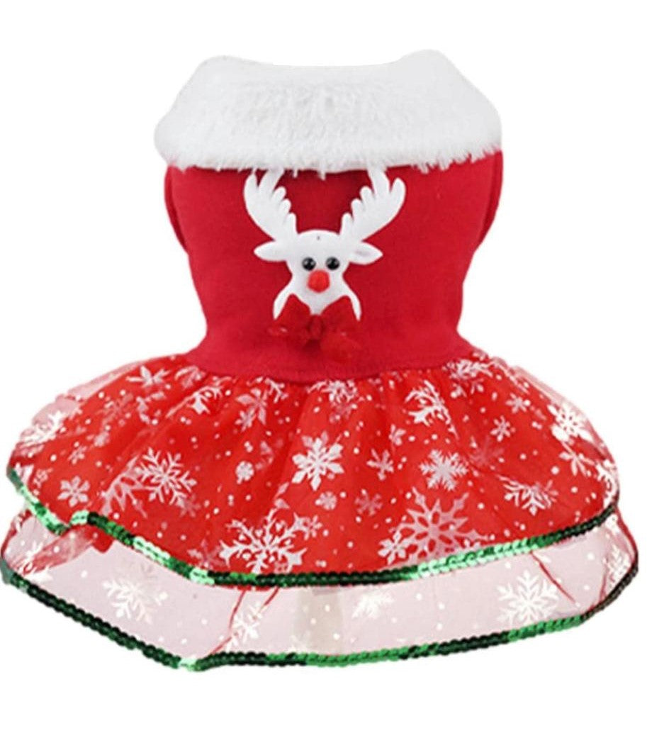 Red Christmas Dress With Reindeer