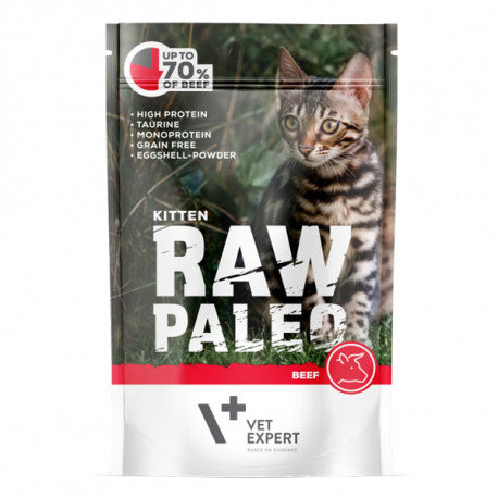 Raw Paleo Cat Pouches, 100g - Kitten Beef